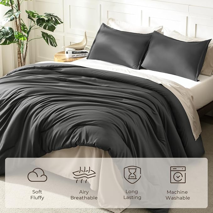 Litanika Oversized King Comforters Dark Grey Super King Size, 3 Pieces - Image 3