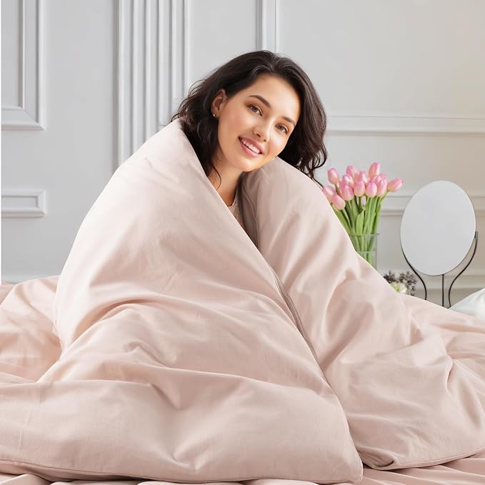 NEXHOME PRO Duvet Cover Set King Size Linen Look Textured Organic Natural 100% - Image 8