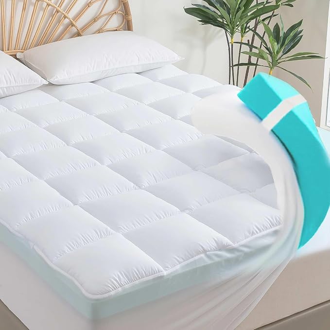 Memory Foam Mattress Topper 2inch+2inch Full, Pressure-Relieving Bed Topper by SHOUREN