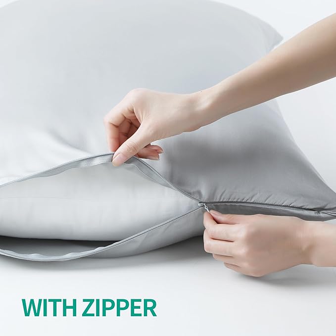 Bamboo Viscose Zippered Pillow Cases Standard Size Set of 2, 400 Thread Count - Image 5
