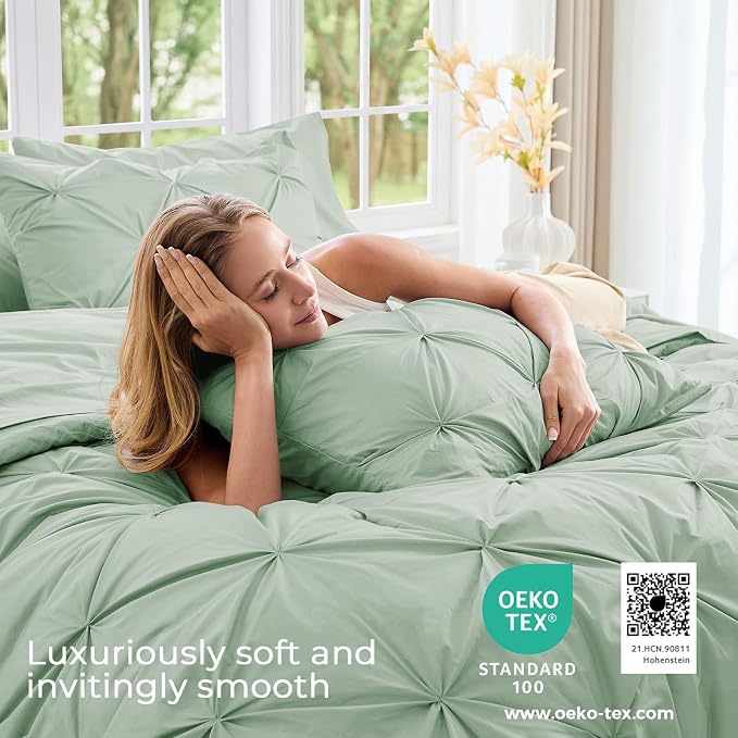 Sasttie King Size Comforter Set, 7-Piece Bed in a Bag, Pintuck Bedding Sets - Image 3