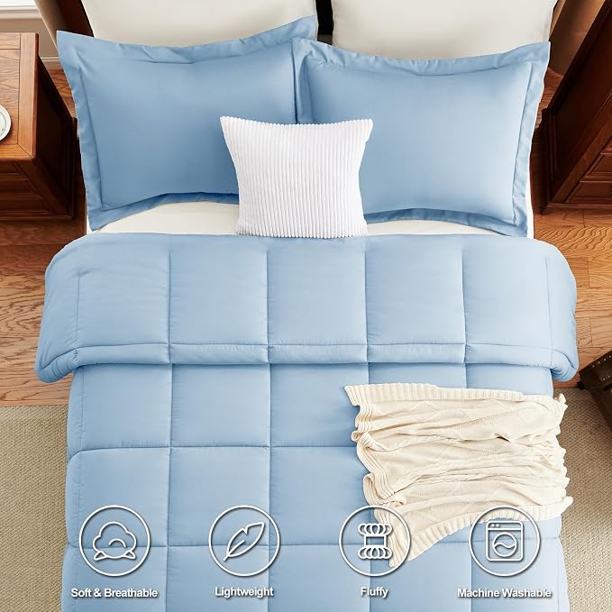 CozyLux Twin/Twin XL Comforter Set Baby Blue - Image 4