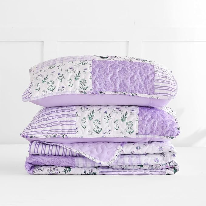 YIKUSH Quilt Sets King Size Floral Quilt Set 3 Pieces Bedding Set Bedspreads - Image 7