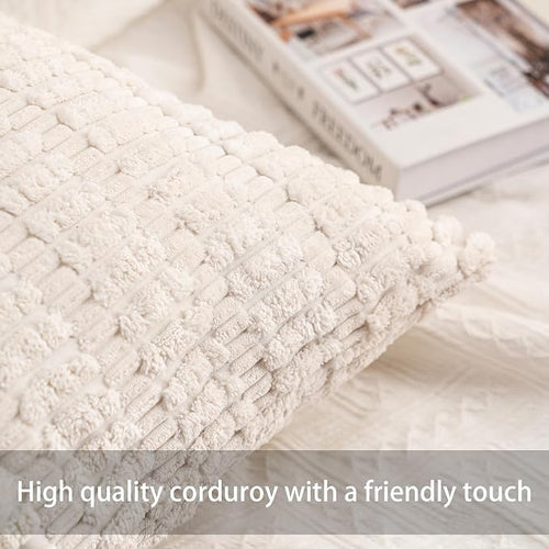 Aegero Corduroy Decorative Throw Pillow Covers 14x36 Inch Soft Striped Pillow - Image 2