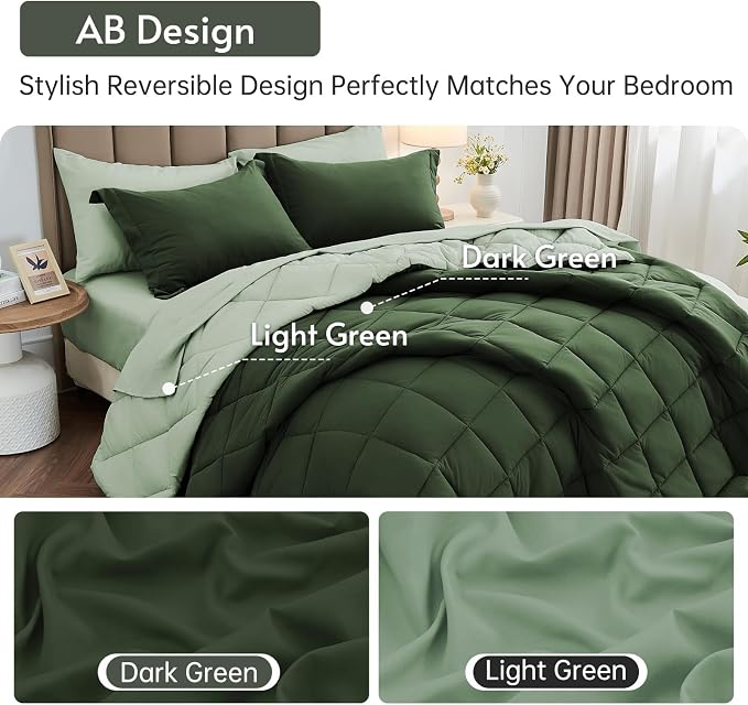 MUXHOMO 7 Pieces Full Comforter Set, Reversible Bed in a Bag Full Size - Image 3