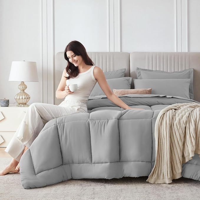 Sasttie Full Size Comforter Sets, 7 Pieces Bed in a Bag Full, Complete Bedding - Image 8