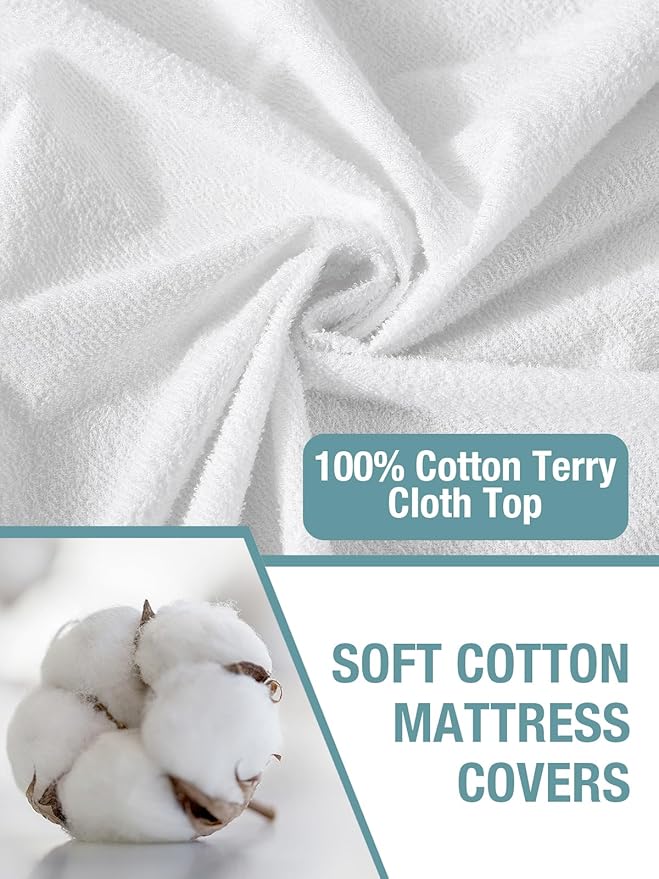 Bedecor 2 Packs Twin Mattress Protector Waterproof Protection Soft Cotton Terry - Image 3