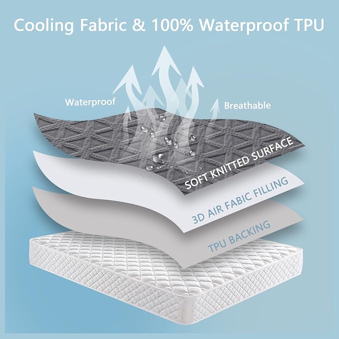 Premium Waterproof Mattress Protector Twin XL Size, Breathable Bed Cover 3D Air - Image 6