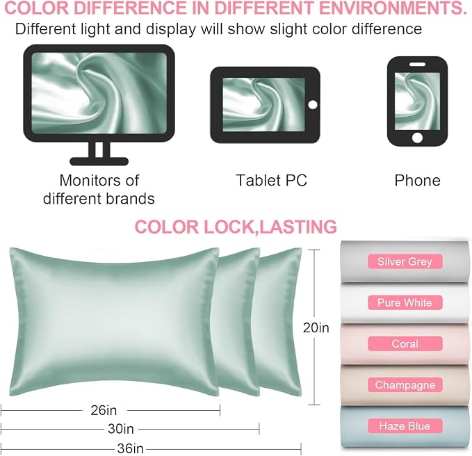 Silk Pillow Cases 2 Pack Standard Size - Image 7