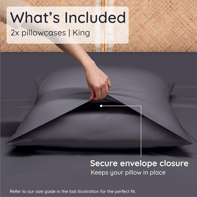 Bambaw 100% Viscose Derived from Bamboo Pillowcases King Size – Set of 2 King - Image 2