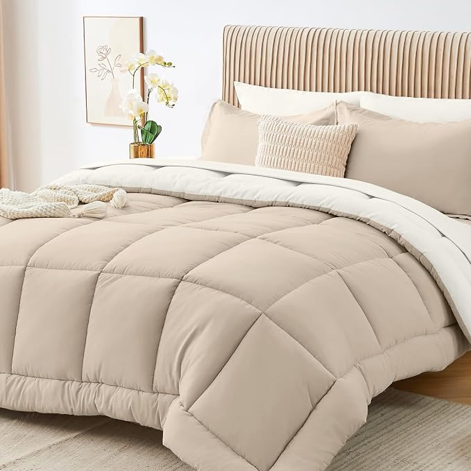 Sasttie California King Comforter Set, 7 Pieces Reversible Cal King Bed in a Bag by SASTTIE