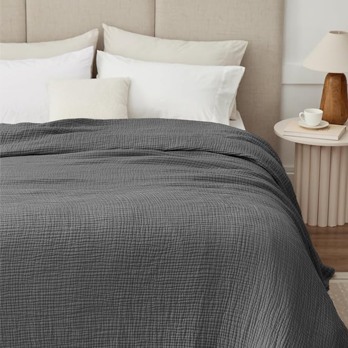 100% Cotton Muslin Blanket Queen 90" x 90", Breathable and Lightweight Cotton - Image 6