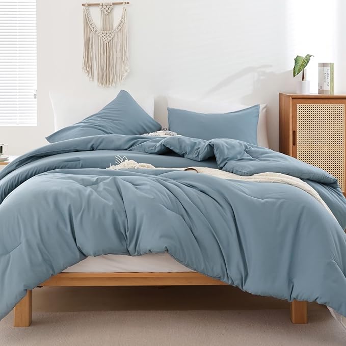 ROSGONIA Comforter Full Size for Boys Teen Girls Dusty Blue, Lightweight Dorm by ROSGONIA