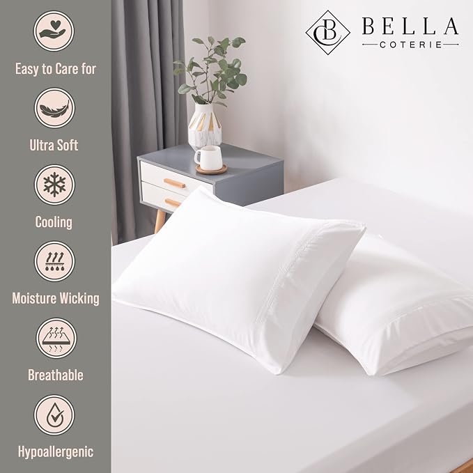 Bella Coterie | Luxury Bamboo Viscose Queen Size Pillowcase Set | 100% - Image 2