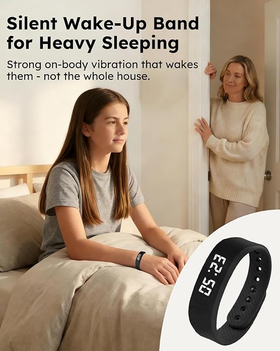 Vibrating Alarm Clock Watch for Heavy Sleepers, Silent Wake Up Bracelet & Smart - Image 4