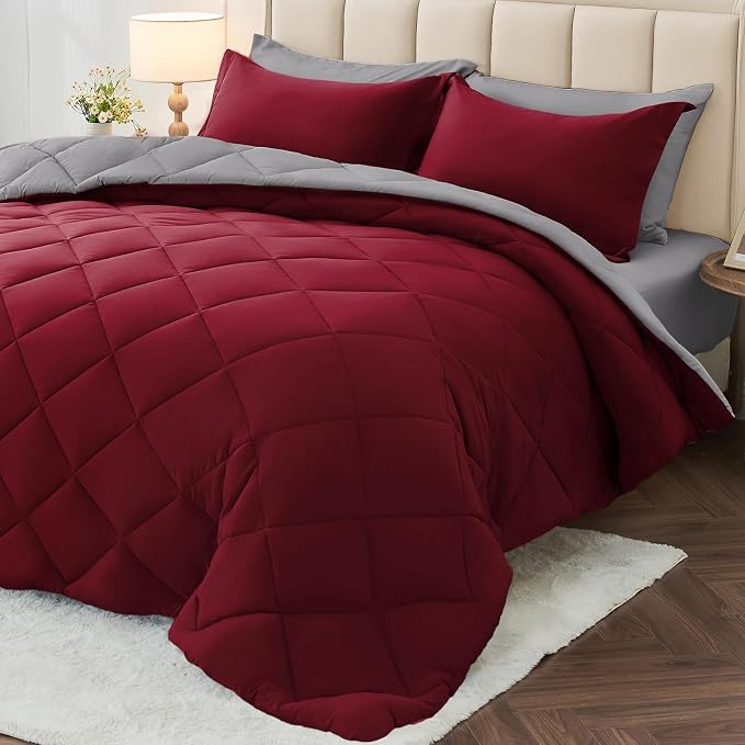 MUXHOMO 7 Pieces King Comforter Set, Reversible Bed in a Bag King Size by MUXHOMO