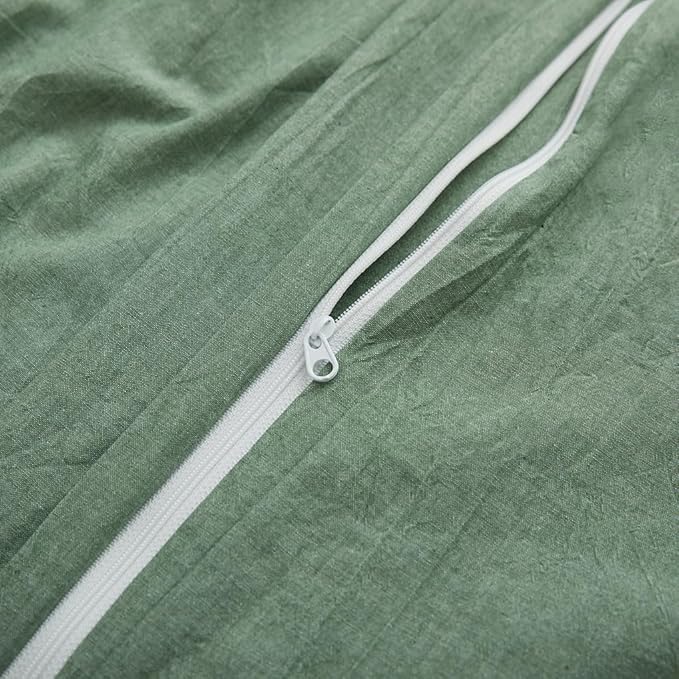 LOVQUE 100% Washed Cotton Duvet Cover Twin Size, Mint Green Fade-Resistant - Image 5