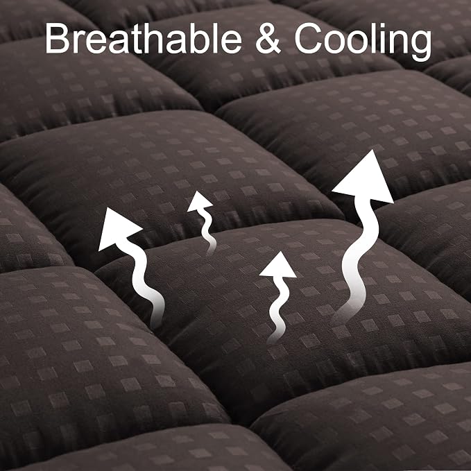 HYLEORY Twin XL Mattress Pad Quilted Fitted Mattress Protector Cooling Pillow - Image 2