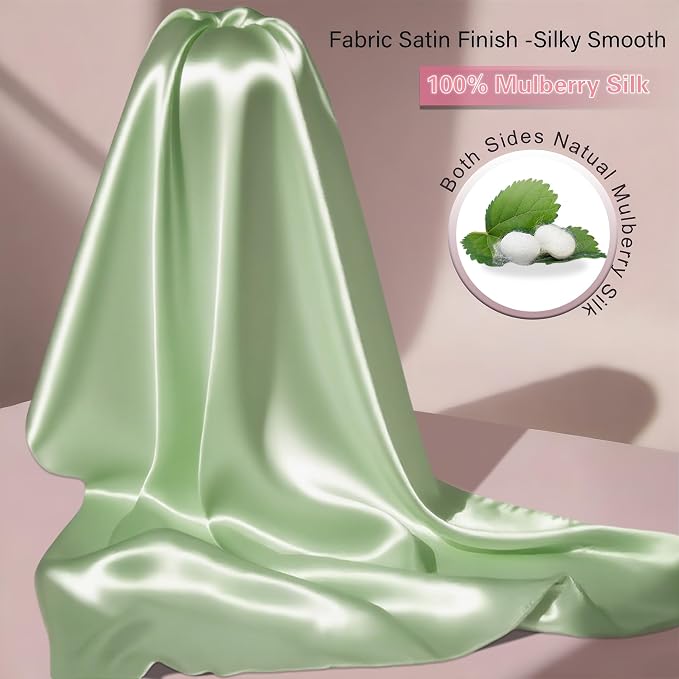 Mulberry Silk King Size Pillow Cases Set of 2, Ultra Smooth Soft Breathable - Image 2