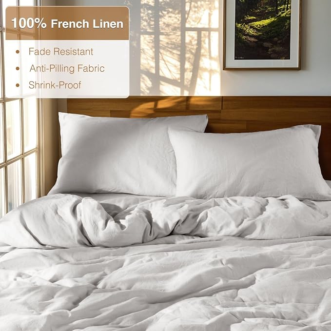 SONORO KATE 100% French Linen Duvet Cover Full Size, Soft Breathable - Image 2