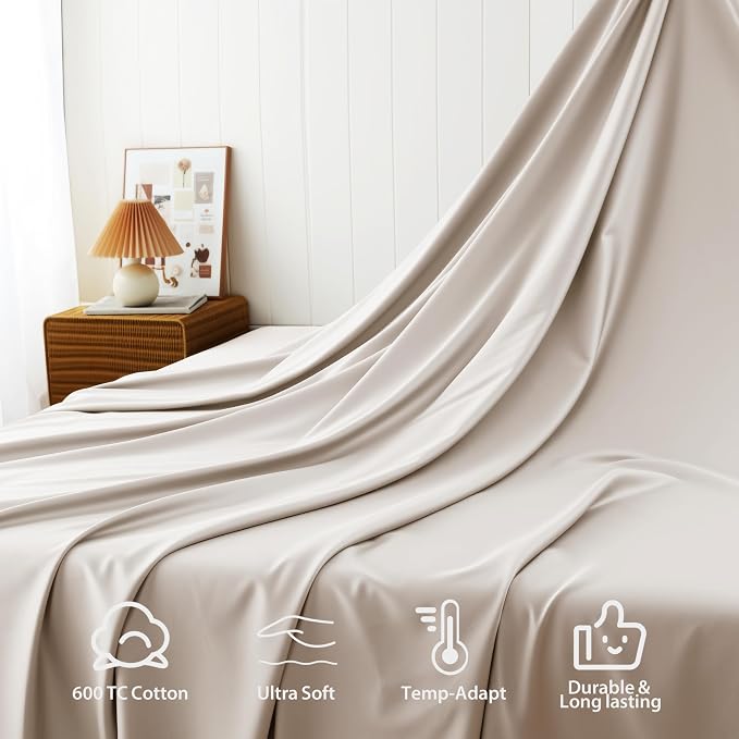 Cotton Flat Sheets Only, 600 TC 100% Cotton Flat Sheet Top Sheet Only, Twin - Image 4