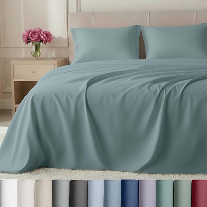 CALIFORNIA DESIGN DEN Authentic Soft Split King Sheets, 800 Sateen 100% Cotton by CaliforniaDesignDen
