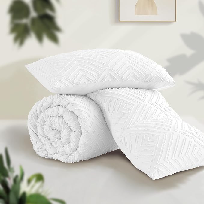 Andency White Comforter King Size, 3 Pieces Boho Bedding Set & Collections - Image 3