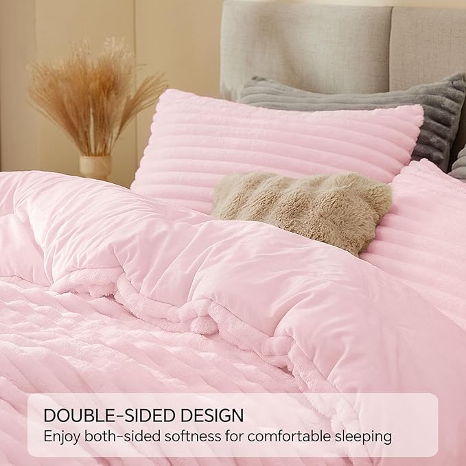 BEDELITE Fleece Full Comforter Set -Super Soft & Warm Fluffy Cherry Blossom - Image 4