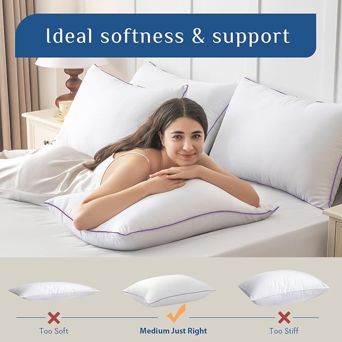 JOLLYVOGUE Pillows Standard Size Set of 1, Washable Supportive Single Bed Pillow - Image 5