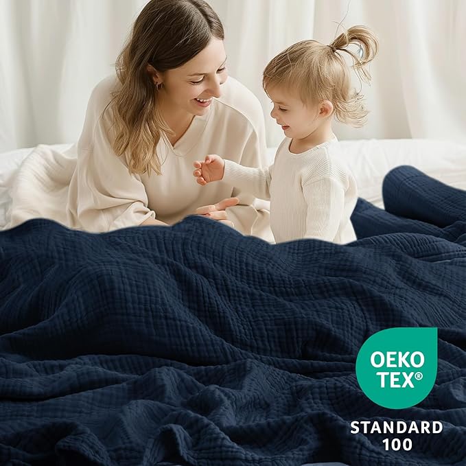 100% Cotton Muslin Blanket Twin 60" x 80", Breathable and Lightweight Cotton - Image 4