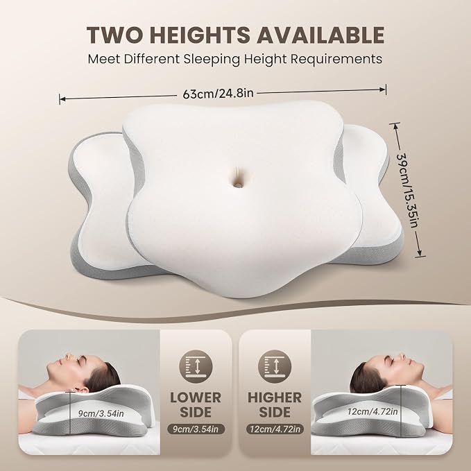 JINXIA Cervical Neck Pillow for Sleeping, Odorless Memory Foam Pillows & Soft - Image 3