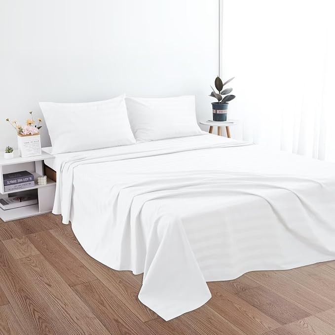 2-Pack Cotton Twin Flat Sheet Only, 600 Thread Count 100% Egyptian Cotton Top - Image 5