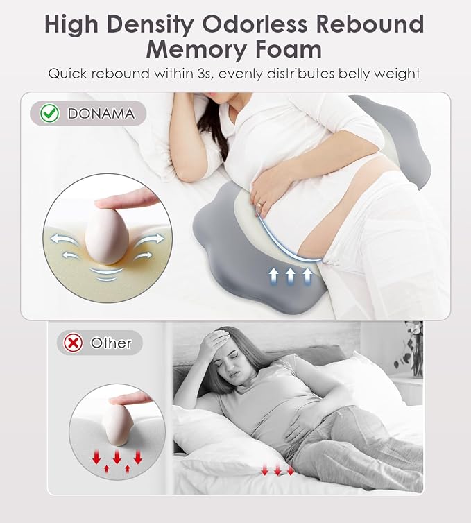 Memory Foam Pregnancy Pillows for Sleeping, Side Sleeper Maternity Pillow - Image 4