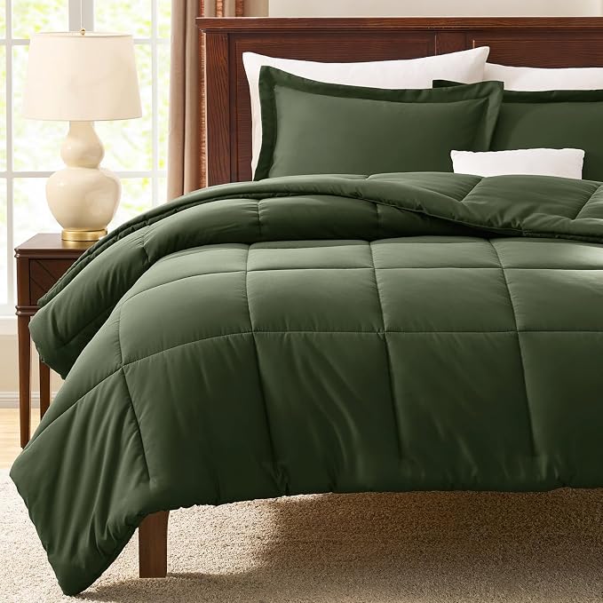 CozyLux Twin/Twin XL Comforter Set Olive Green - Image 6