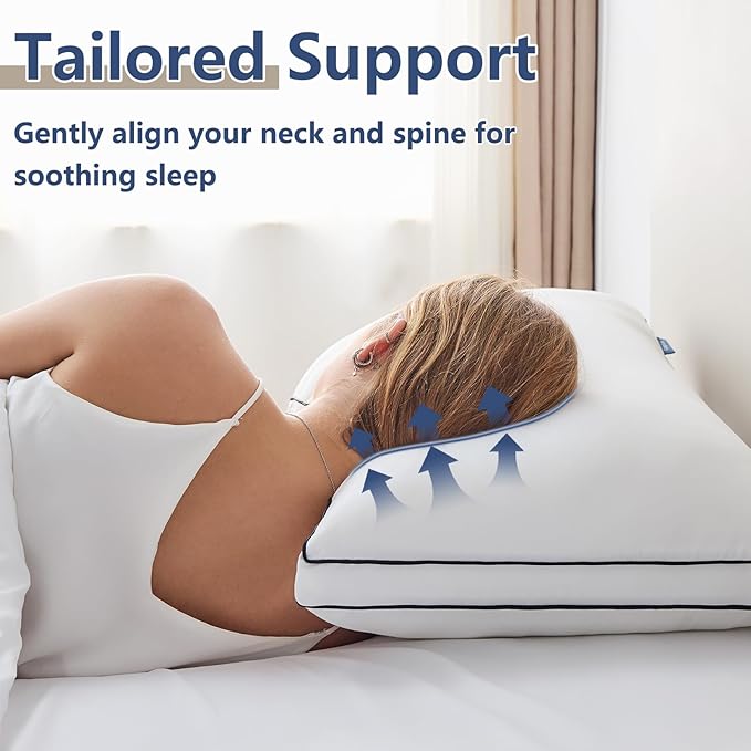 CozyLux Pillows Queen Size Set of 4, Soft and Supportive 3D Down Alternative - Image 4