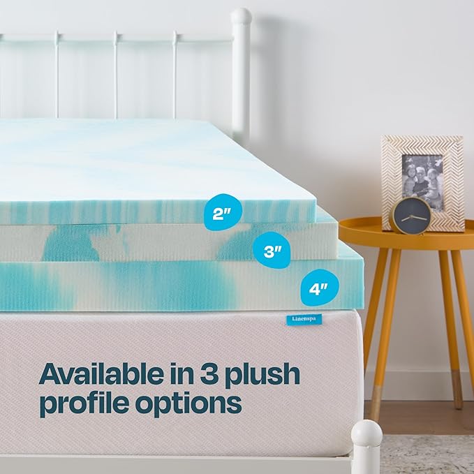 Linenspa 4 Inch Swirl Gel Memory Foam Mattress Topper, King Size – Cooling Gel - Image 5