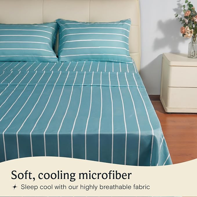 LuxClub 4 PC Full Size Sheet Set, Breathable Luxury Bed Sheets, Deep Pockets - Image 3
