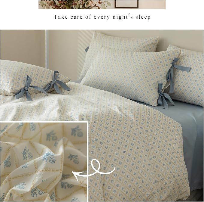mixinni Blue Floral Duvet Cover Set Queen - Image 6