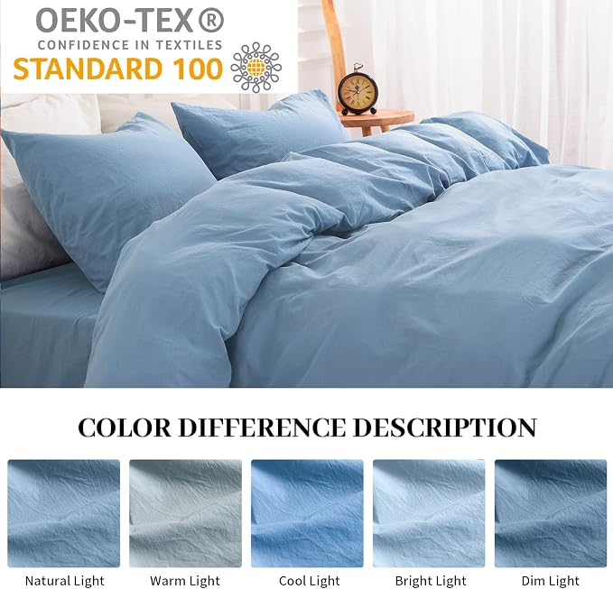 NEXHOME PRO Duvet Cover Set King Size 100% Washed Cotton Linen Look Textured - Image 4