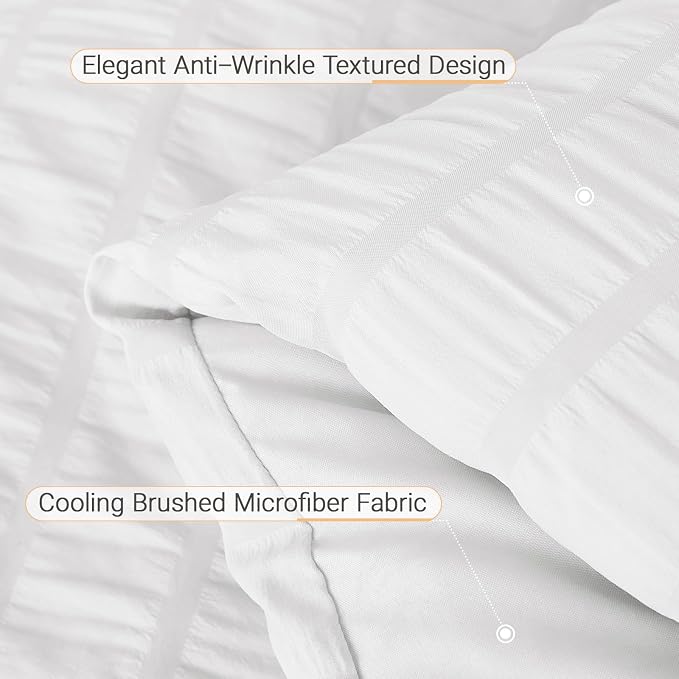 MUXHOMO 7 Pieces Queen Comforter Set, Seersucker Bed in a Bag Queen Size - Image 5