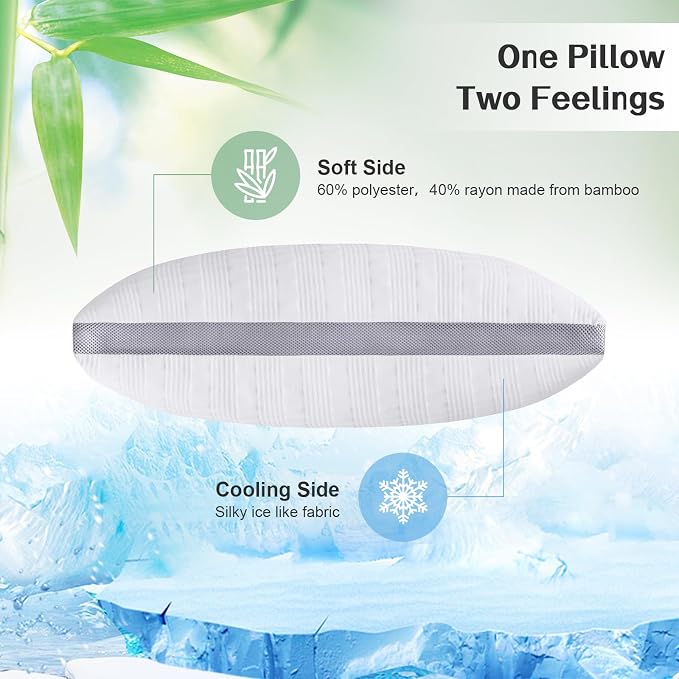 Meoflaw Cooling Pillows Standard Size, Shredded Memory Foam Bed Pillows - Image 3