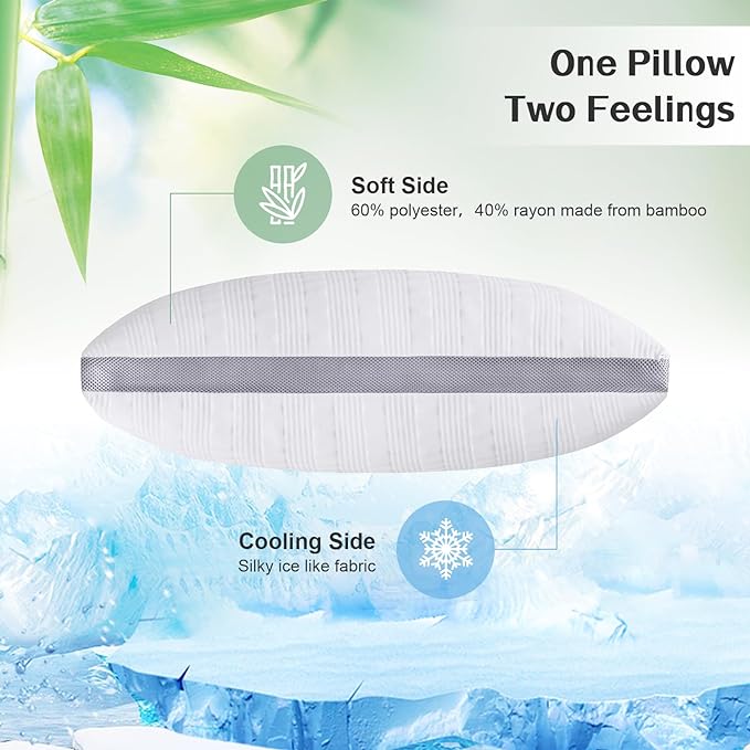 Meoflaw Cooling Pillows Standard Size Set of 2, Shredded Memory Foam Bed Pillows - Image 3