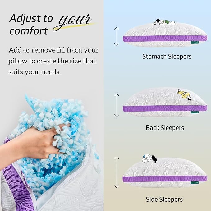 BETU Cooling King Size Pillows Set of 2, Shredded Memory Foam Cool Pillows - Image 5