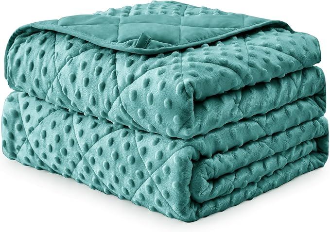 Teal Weighted Blanket for Adults 20lbs, Twin Full Size Cooling Minky Heavy - Image 9