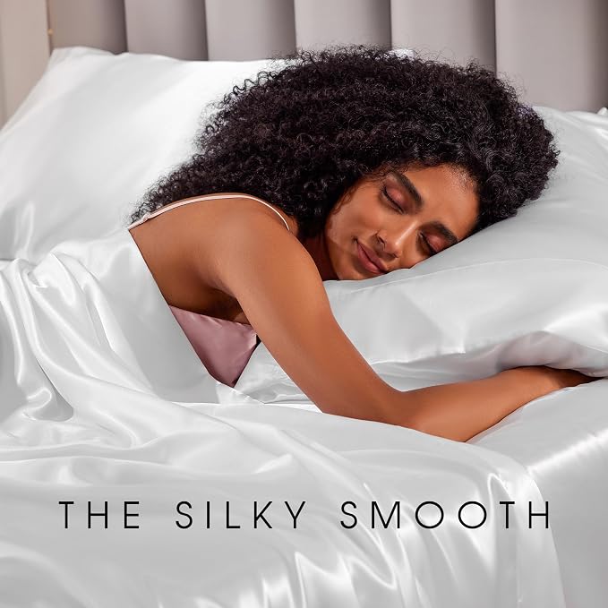 FreshCulture Satin Sheets Queen Size Bed Set- 4 Piece Luxury Soft Silky Queen - Image 6