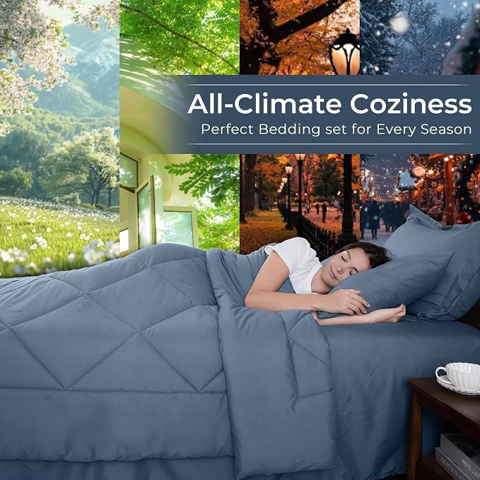 HEVUMYI Dusty Blue Twin-XL Comforter Set - Image 3
