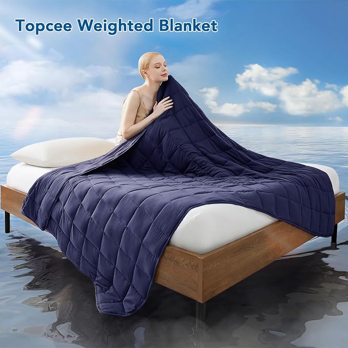 Topcee Weighted Blanket for Adults Twin Size Soft Cooling Heavy Blanket Sleeping - Image 2