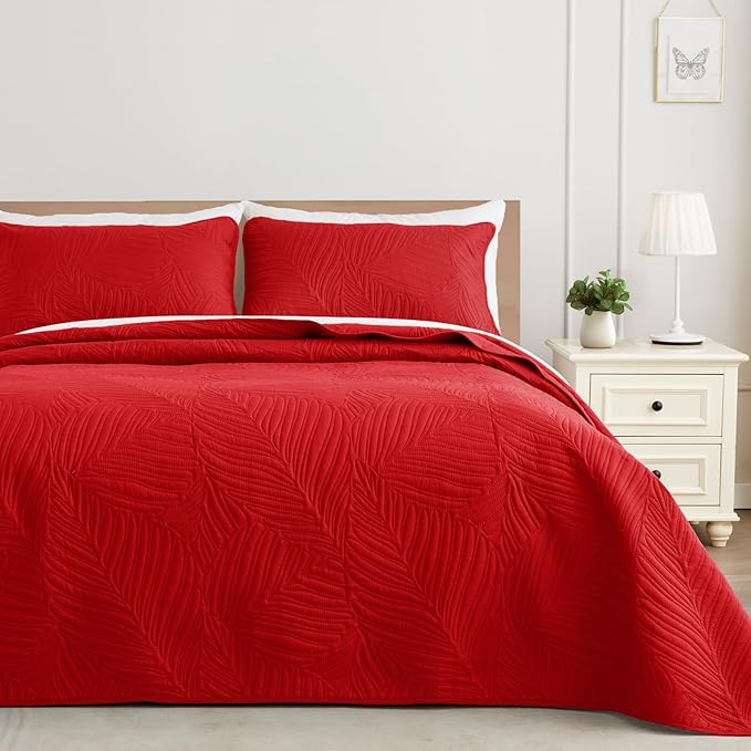Exclusivo Mezcla Queen Quilt Bedding Set, Lightweight Red Quilts Queen Full Size - Image 7