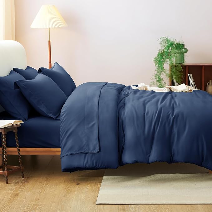 CozyLux Twin XL Comforter Set Navy Blue, 5 Pieces Bed in a Bag Twin Extra Long - Image 6
