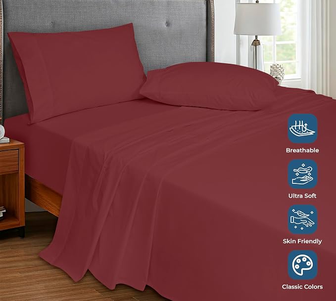 Royale Linens 100% Organic Cotton Queen Flat Sheet Only - Image 4